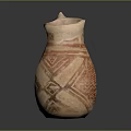 Ancient Handmade Clay Jug With Geometric Patterns And Decorative Handle 3d model