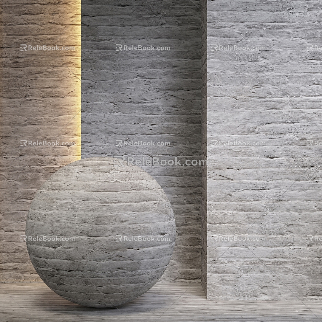 Brick wall stone brick background wall gray brick cement wall culture stone wall outdoor 3d model