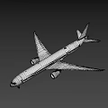White Commercial Passenger Plane With Extended Landing Gear And Wing Engines