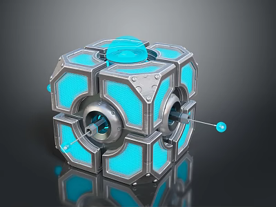 Modern Blue Light Cube Shaped Household Item With Mechanical Design Features 3d model