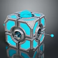 Modern Blue Light Cube Shaped Household Item With Mechanical Design Features 3d model