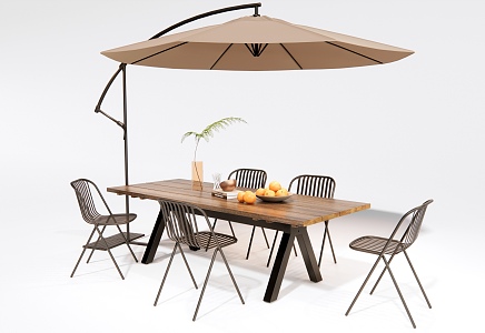 Modern Outdoor Leisure Table and Chair Iron Outdoor Chair Dining Table and Chair 3d model