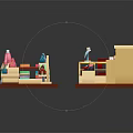 Modern Furniture Display With Wardrobe Dressing Table Bookshelf Clothes And Cosmetics
