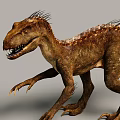 Brown Reptile Dinosaur with Open Mouth Long Slender Tail Standing Posture and Sharp Claws