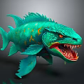 Fierce Teal Fish With Sharp Teeth Orange Spots And Prominent Fins