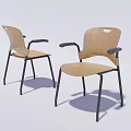 Wooden Leisure Chair With Black Metal Legs And Armrests In Minimalist Design
