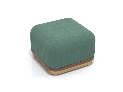 Modern Green Striped Stool With Brown Base And Textured Surface 3d model