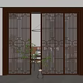 New Chinese-style sliding door 3d model