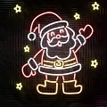 Neon Decorative Light With Santa Claus Design And Yellow Stars For Festive Use