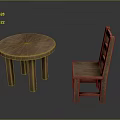 Simple Round Wooden Table with Slatted Back Chair Set Natural Wood Finish Design