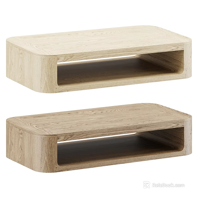 Two Light Oak TV Stands With Modern Sleek Design And Open Storage Space 3d model