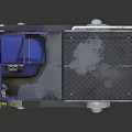 Industrial Machinery Platform With Blue Frame Drum Component And Grated Floor Railing