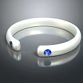 Shiny White Bracelet With Blue Gemstones On Both Ends And Minimalist Design
