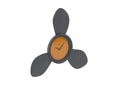 Unique Design Modern Clock with Black Leaf Shaped Parts and Orange Circular Dial 3d model