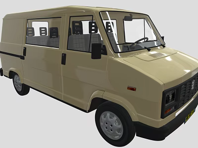 Beige Panel Van With Side Windows Sliding Doors And Functional Design 3d model