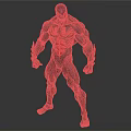 Muscular Black And Red Superhero Character 3D Model With Standing Pose And Detailed Design