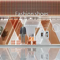Fashion Shoes Window Display With Mannequin Decorative Geometric Shapes Shelves Posters And Potted Plant