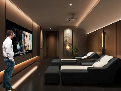 SPA Sauna Interior With Comfortable Lounge Seats And Relaxation Lighting Design 3d model