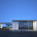Modern Entrance Gate Design With Glass Panels Metal Structure And Illuminated Lighting