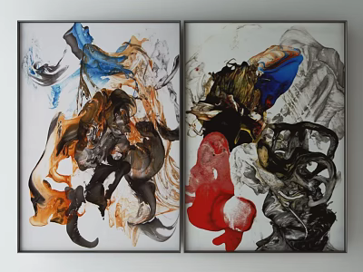 Colorful Abstract Paintings With Artistic Brush Strokes For Modern Wall Decor 3d model