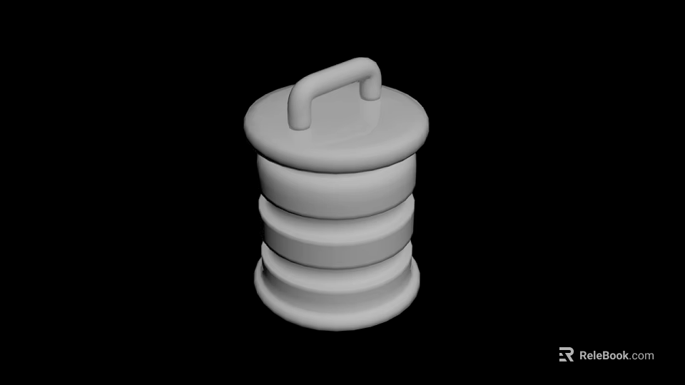 White Contemporary Sculpture With Stacked Layers Handle And Smooth Surface 3d model 