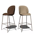 Modern Stylish Bar Stools With Two Different Colors Velvet Seats And Metal Legs