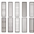 Various Decorative Room Divider Designs Featuring Lattice Grids And Geometric Patterns 3d model