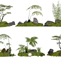 Miniature Indoor Garden Decorations With Various Plants Stones Moss And Small Lights