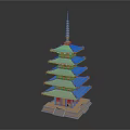 Traditional Wooden Pagoda Architectural Model With Multi Layered Roof And Spire