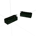 Two Vintage Black Worn Storage Boxes Isolated On White Background