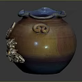 Colorful Glazed Vase With Golden Dragon Motifs And Circular Medallion