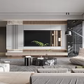 Modern Living Room Interior Design With TV Wall Sofa Coffee Table And Plant