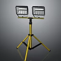 Portable Work Lighting Fixture Set With Two Green Screen Lamps On Yellow Tripod Stand