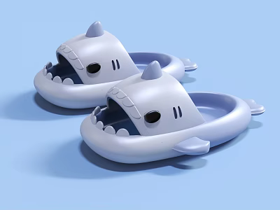 Adorable Shark Shaped Cups in Light Blue with Open Mouth and Fins Design 3d model
