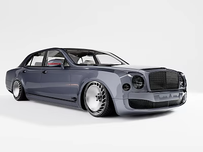 Gray Luxury Sedan With Large Chrome Wheels Black Grille And Elegant Design 3d model