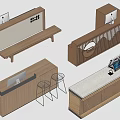 Cashier desk Reception desk Bar counter 3d model