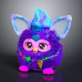 Cute Purple Fluffy Game Movie Character With Large Ears Colorful Decorations And Pink Feet
