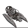 Futuristic Brown Aircraft 3D Model With Streamlined Design Transparent Cockpit And Metal Frame
