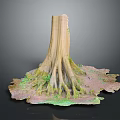 Natural Wooden Stone Decorative Stump With Intricate Roots And Textured Base