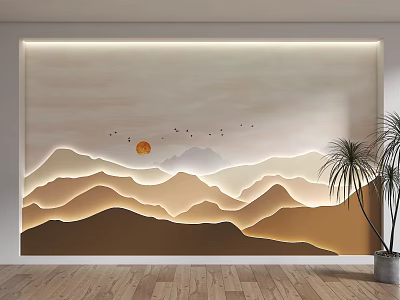 Landscape Painting Background Wall Ink Landscape Painting Background Wall Living Room Background Wall Sofa Background Wall 3d model