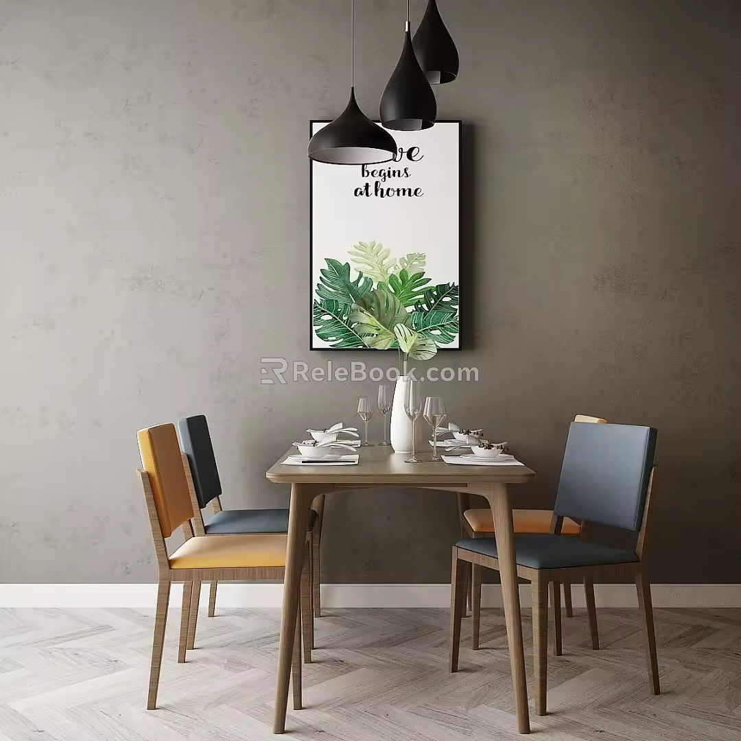 Modern style dining table and chair 3d model