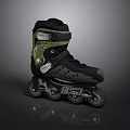 Stylish Black And Green Inline Skates With Comfortable Straps And Durable Wheels 3d model