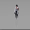 Woman in Black Workout Leggings and Top with White Towel Over Shoulders