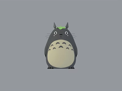 Cute Totoro Stuffed Toy with Gray Body White Belly Green Horns Whiskers and Big Eyes 3d model