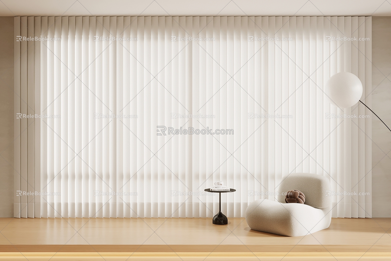 Modern curtain dream curtain roller shutter leisure chair 3d model