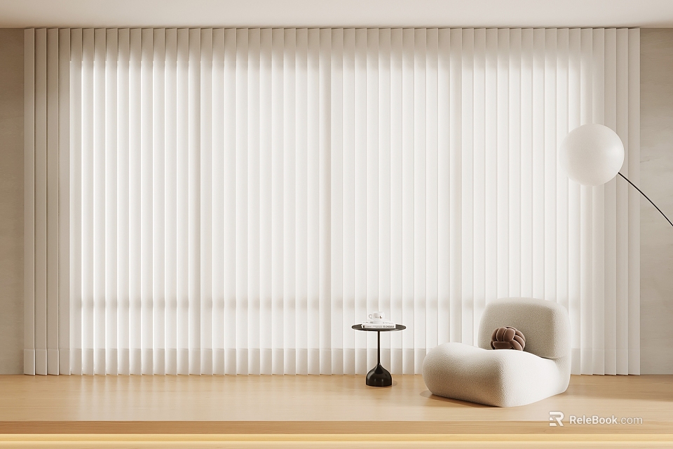 White Curtains Adding Elegance to Bright Modern Living Room with Natural Light 3d model 
