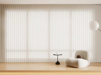 White Curtains Adding Elegance to Bright Modern Living Room with Natural Light 3d model