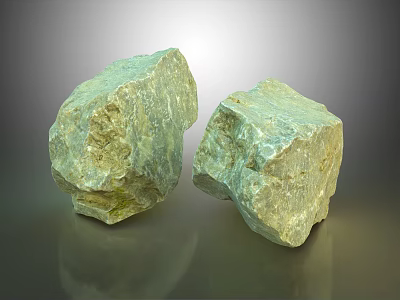 Natural Raw Stone with Rough Surface Greenish Gray Color and Natural Texture 3d model
