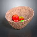 Healthy Fresh Colorful Fruits in Woven Basket with Apples and Peaches