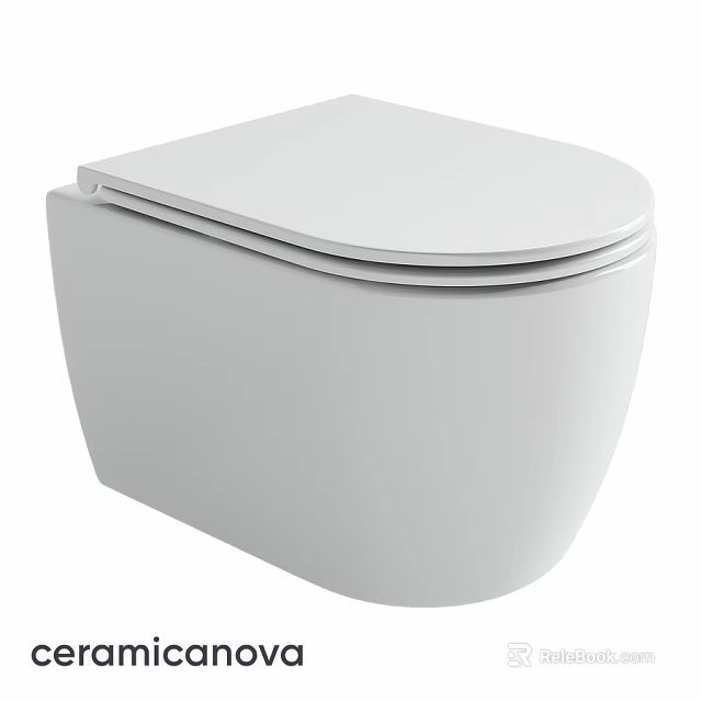 Modern White Wall Hung Toilet With Sleek Design And Smooth Surface 3d model 